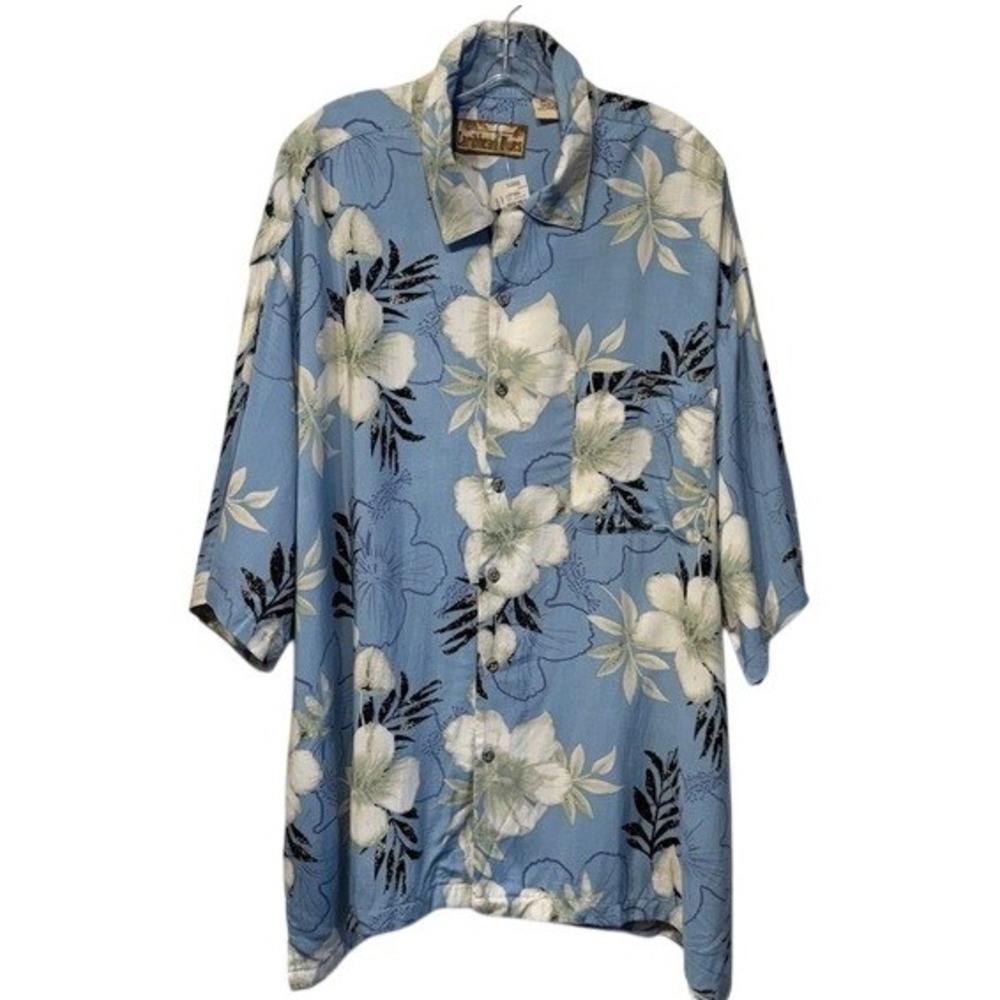 New Caribbean Blues Tropical Hawaiian Floral Cruise Summer Shirt Men's 3XL